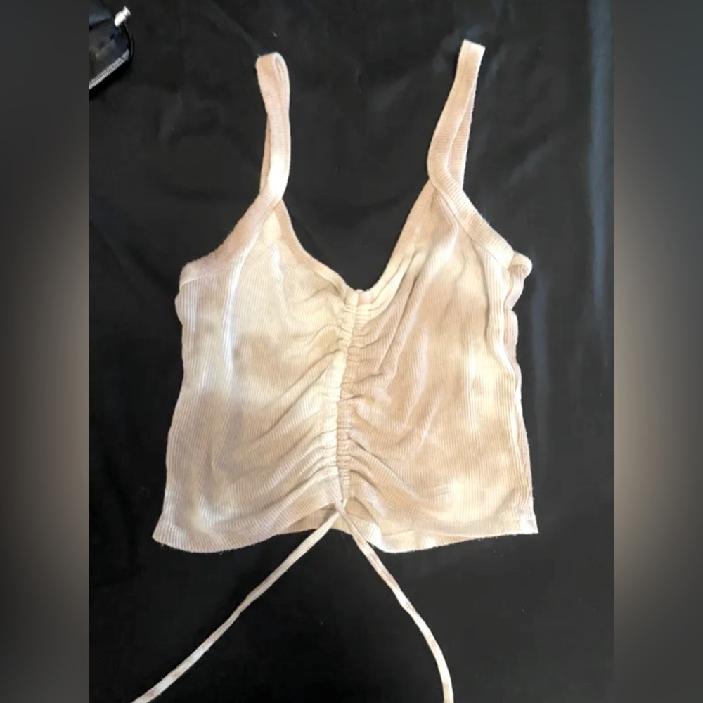 Tan and white rutched crop top. Brand new never worn